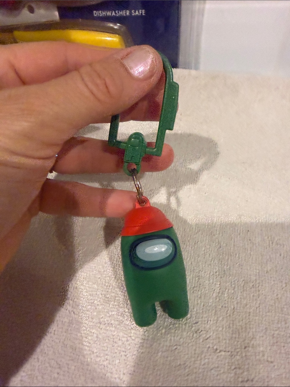 Green and Red Crewmate Keychain